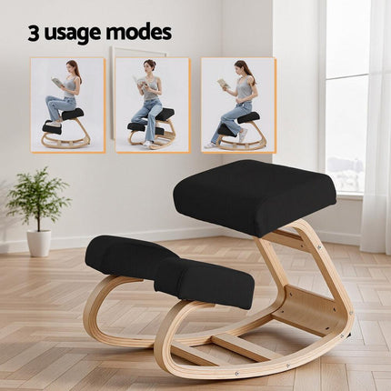 Artiss Kneeling Chair Ergonomic Posture Chair with Memory Foam Balance Stool for Home Office Gaming 120kg Weight Capacity Black.