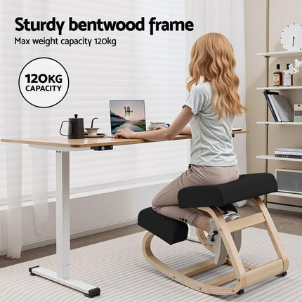 Artiss Kneeling Chair Ergonomic Posture Chair with Memory Foam Balance Stool for Home Office Gaming 120kg Weight Capacity Black.