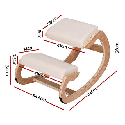 Artiss Kneeling Chair Ergonomic Posture Chair with Memory Foam Balance Stool for Home Office Gaming 120kg Weight Capacity Beige.