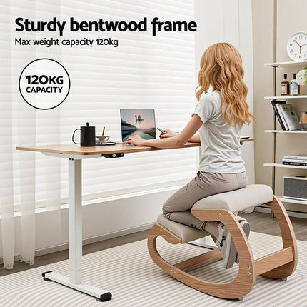 Artiss Kneeling Chair Ergonomic Posture Chair with Memory Foam Balance Stool for Home Office Gaming 120kg Weight Capacity Beige.