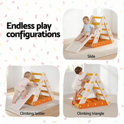 Keezi Kids Climbing Frame Set With Slide Indoor Outdoor Toddler Toys Pikler Triangle Climber.