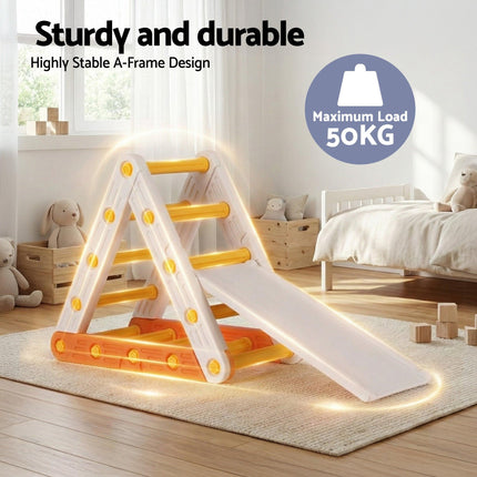 Keezi Kids Climbing Frame Set With Slide Indoor Outdoor Toddler Toys Pikler Triangle Climber.