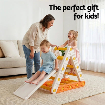 Keezi Kids Climbing Frame Set With Slide Indoor Outdoor Toddler Toys Pikler Triangle Climber.
