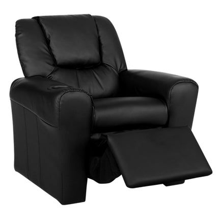 Keezi Kids Recliner Chair PU Leather Sofa Lounge Couch Children Armchair Black.