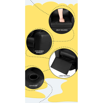 Keezi Kids Recliner Chair PU Leather Sofa Lounge Couch Children Armchair Black.