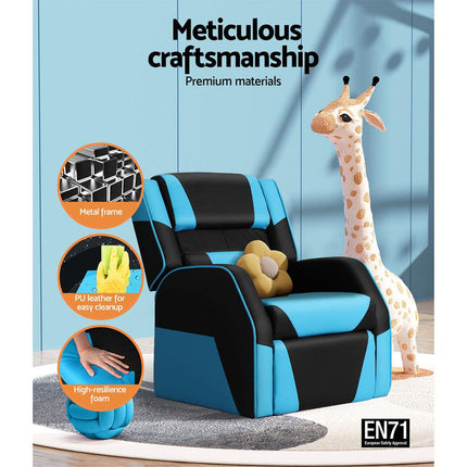 Keezi Kids Recliner Chair PU Leather Gaming Sofa Lounge Couch Children Armchair.