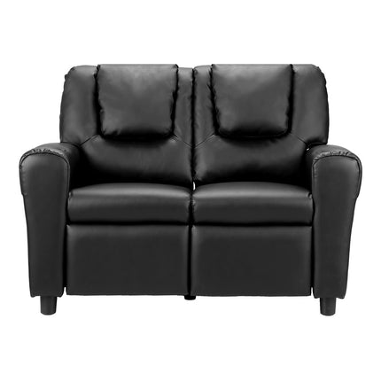 Keezi Kids Recliner Chair Double PU Leather Sofa Lounge Couch Armchair Black.
