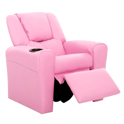 Keezi Kids Recliner Chair PU Leather Sofa Lounge Couch Children Armchair Pink.