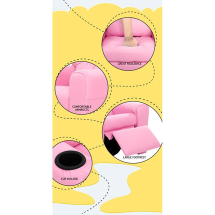 Keezi Kids Recliner Chair PU Leather Sofa Lounge Couch Children Armchair Pink.