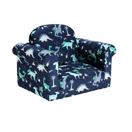 Keezi Kids Sofa 1 Seater Children Flip Open Couch Lounger Armchair Dinosaur Navy.