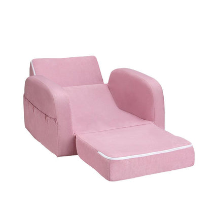 Keezi Kids Sofa 1 Seater Children Flip Open Couch Lounger Armchair Soft Pink.