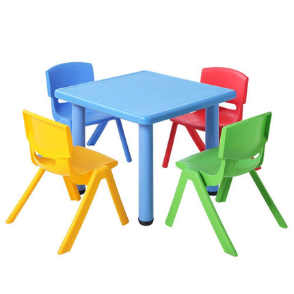 Keezi 5PCS Kids Table and Chairs Set Children Study Desk Furniture Plastic 4 Chairs.