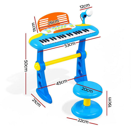 Keezi Kids Piano Keyboard 37 Keys Electronic Musical Instrument Set w/ Stool Microphone.