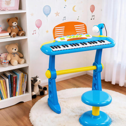 Keezi Kids Piano Keyboard 37 Keys Electronic Musical Instrument Set w/ Stool Microphone.