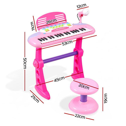 Keezi Kids Piano Keyboard 37 Keys Electronic Musical Instrument Set w/ Stool Microphone.