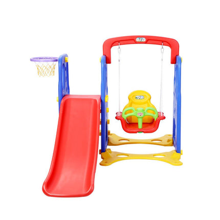 Keezi Kids Slide Swing Set Basketball Hoop Outdoor Playground Toys 120cm Blue.