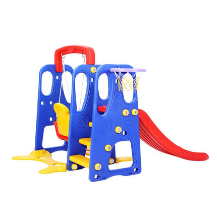 Keezi Kids Slide Swing Set Basketball Hoop Outdoor Playground Toys 120cm Blue.