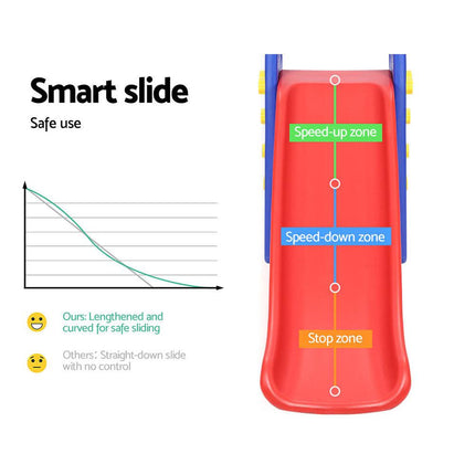 Keezi Kids Slide Swing Set Basketball Hoop Outdoor Playground Toys 120cm Blue.