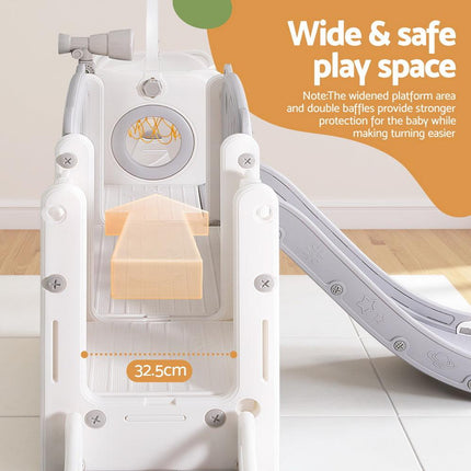 Keezi Kids Slide Swing Set Basketball Hoop Ring Football Outdoor Toys 132cm grey.