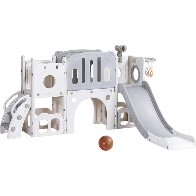 Keezi Kids Slide Swing Set Ball Hoop Rings Football Outdoor Toys.