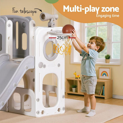 Keezi Kids Slide Swing Set Ball Hoop Rings Football Outdoor Toys.