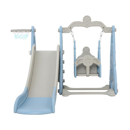 Keezi Kids Slide Swing Set Basketball Hoop Outdoor Playground Toys 170cm Blue.