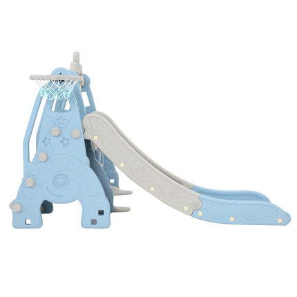 Keezi Kids Slide Swing Set Basketball Hoop Outdoor Playground Toys 170cm Blue.