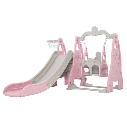 Keezi Kids Slide Swing Set Basketball Hoop Outdoor Playground Toys 170cm Pink.