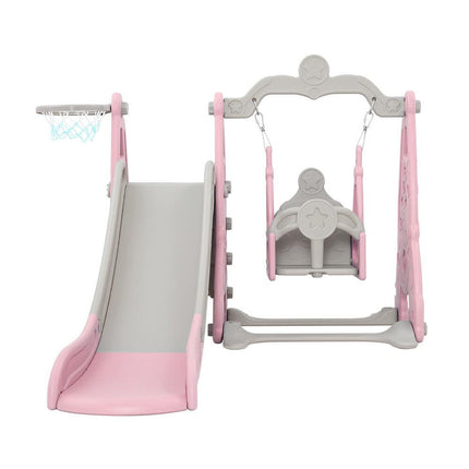 Keezi Kids Slide Swing Set Basketball Hoop Outdoor Playground Toys 170cm Pink.