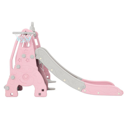 Keezi Kids Slide Swing Set Basketball Hoop Outdoor Playground Toys 170cm Pink.