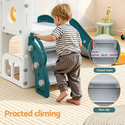 Keezi Kids Slide Set Basketball Hoop Outdoor Playground Outdoor Toys Telescope Storage.