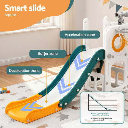 Keezi Kids Slide Set Basketball Hoop Outdoor Playground Outdoor Toys Telescope Storage.