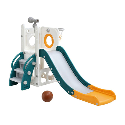 Keezi Kids Slide Set Basketball Hoop Outdoor Playground Outdoor Toys Telescope Storage.