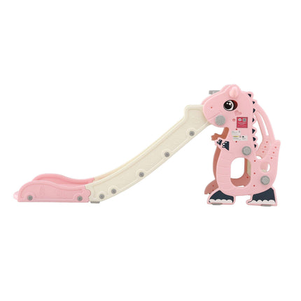 Keezi Kids Slide Set Basketball Hoop Outdoor Playground Toy Dragon 125cm Slide Pink.