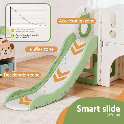 Keezi Kids Slide Swing Set Ball Hoop Rings Football Outdoor Toys Green.