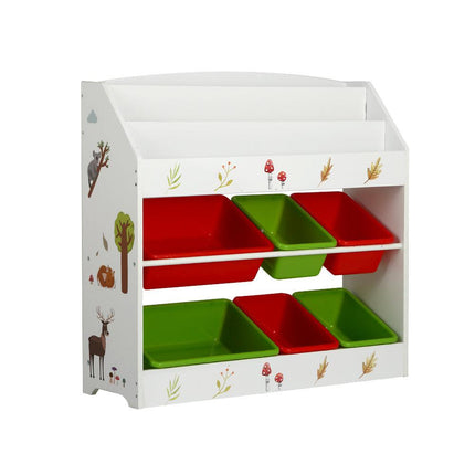 Keezi 3 Tiers Kids Bookshelf Storage Children Bookcase Toy Box Organiser Rack 6 Bins.
