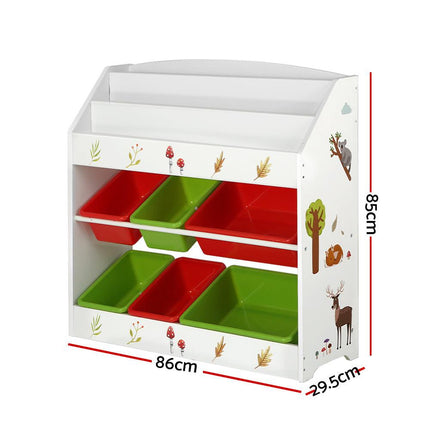 Keezi 3 Tiers Kids Bookshelf Storage Children Bookcase Toy Box Organiser Rack 6 Bins.