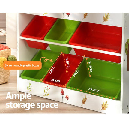 Keezi 3 Tiers Kids Bookshelf Storage Children Bookcase Toy Box Organiser Rack 6 Bins.