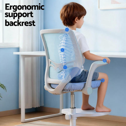 Keezi Kids Ergonomic Study Chair Adjustable w/ Wheels Footrest Blue.