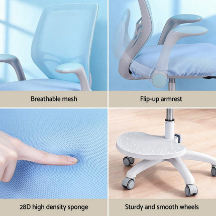 Keezi Kids Ergonomic Study Chair Adjustable w/ Wheels Footrest Blue.
