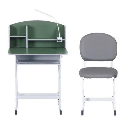 Keezi Kids Study Desk Chair Set Adjustable Ergonomic Table LED Lamp Green.