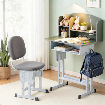 Keezi Kids Study Desk Chair Set Adjustable Ergonomic Table LED Lamp Green.