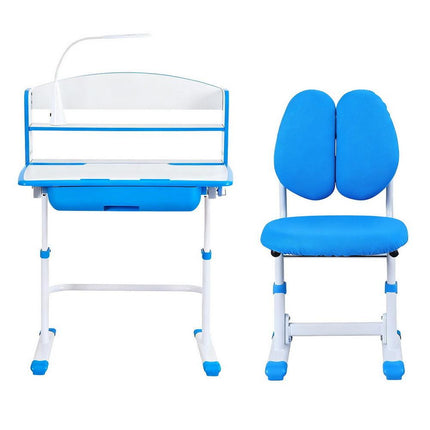 Keezi Kids Study Desk Chair Set Adjustable Ergonomic Table LED Lamp Blue.