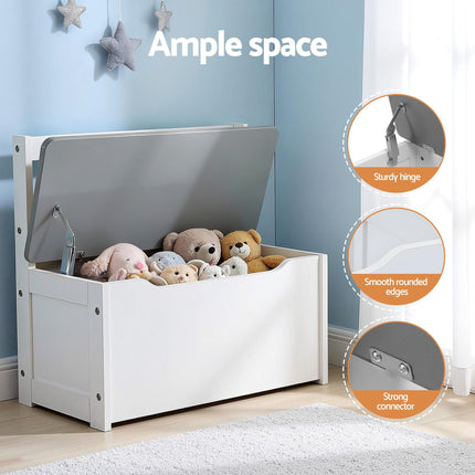 Keezi 2 in 1 Kids Table and Chair Set, Activity Table with Storage Bench and 2 Chairs for Reading, Drawing, Writing, Snack Time & Arts Crafts, 4 PCS Toddler Table and Chair Set, Grey.