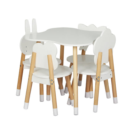 Keezi 5PCS Kids Table and Chairs Set Children Activity Study Play Desk White.