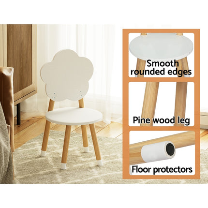 Keezi 5PCS Kids Table and Chairs Set Children Activity Study Play Desk White.
