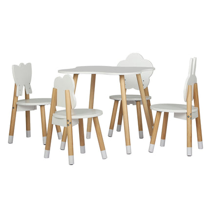 Keezi 5PCS Kids Table and Chairs Set Children Activity Study Play Desk White.