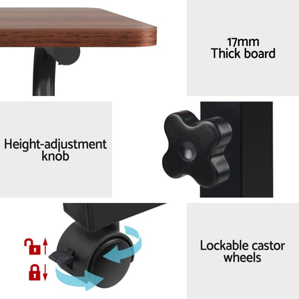 Artiss Laptop Desk Table Adjustable 60CM Dark Wood.