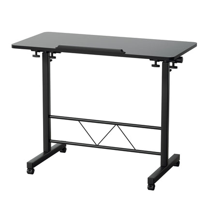 Artiss Laptop Desk Table Height Adjustable Wooden Bed Side Tables 80CM Black.
