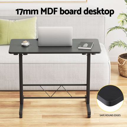 Artiss Laptop Desk Table Height Adjustable Wooden Bed Side Tables 80CM Black.